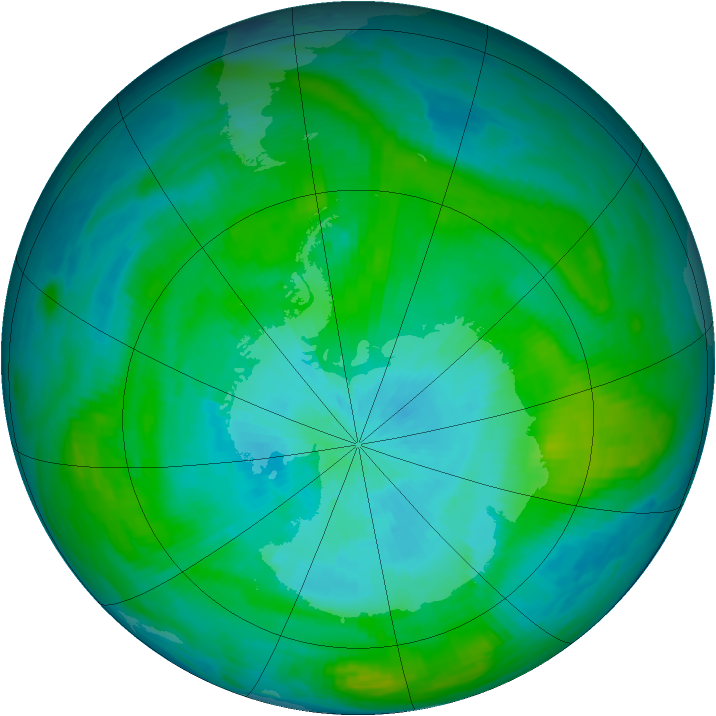 Antarctic ozone map for 13 February 1981
